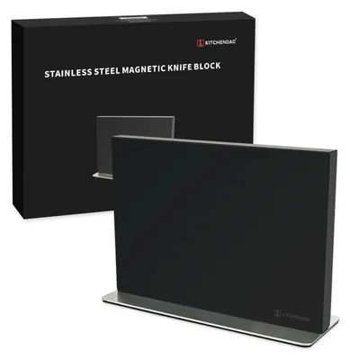 Obrázok produktu pre Nerezový magnetický držiak na nože, 30 cm, obojstranný, pre 10-14 nožov, s protišmykovou základňou