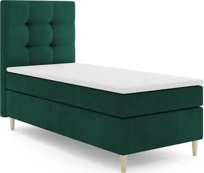 Produktbild von MR GROUP Boxspringbett MONO 100x200 links Kinderbett Jugendbett Einzelbetten Bett mit Stauraum Polsterbett Matratze Topper H3 Schlafzimmer grün