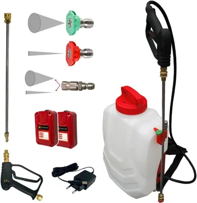 Imagen del producto de Pulverizador eléctrico para la espalda: mochila pulverizadora de jardín con un depósito de 16 litros y un alcance de pulverización de 9 metros