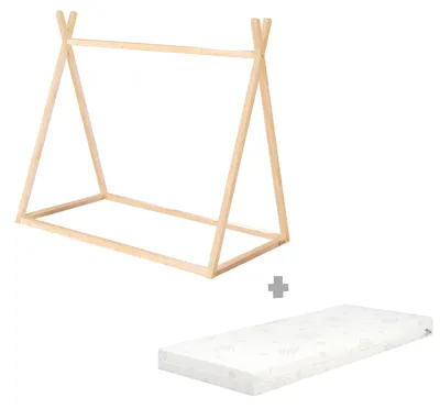 Image de Roba 1062860BBZU Ensemble lit tipi avec matelas Bambou Bambou 800x1460x1280 mm