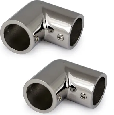 Produktbild von 2 Stück Relingverbinder mit 90° Winkel für 22 mm Rohr, Rohrverbinder für die Montage von Sprayhood, Sonnensegel, Handlau