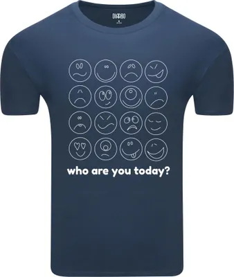 Immagine prodotto di T-shirt da uomo Diarbo con stampa divertente Chi sei oggi? Blu taglia XL