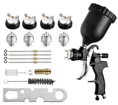 HVLP-Spritzpistole 4 Düsen 1,3–2,5 mm, 500 ml, schwarz