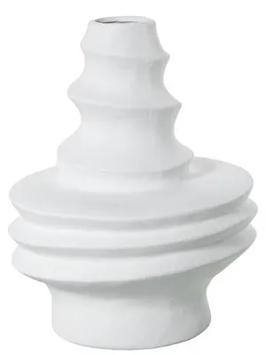 Keramik-Vase, rund, weiß, 39 x 31 x 31 cm