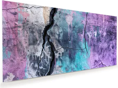Produktbild von Glasbild 100x50cm in XXL für Wohnzimmer, Schlafzimmer Motiv Graffiti Wand Kunst