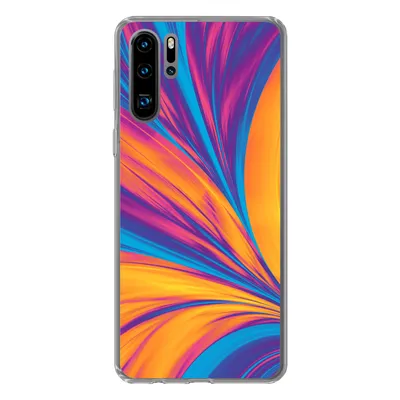 Produktbild von MuchoWow® Handyhülle Schutzhülle Hülle für Huawei P30 Pro Federn - Regenbogen - Neon - Abstrakt Silikon Softcase Handy Hülle - Schutzdeckel