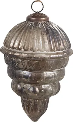 Obrázek produktu pro Clayre & Eef Vánoční cetka Ø 10x15 cm stříbrná barva hnědé sklo
