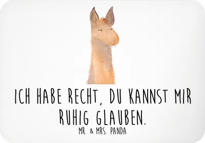 Produktbild von Mr. & Mrs. Panda magnet Lamakopf Genervt - Weiß - Geschenk, Freundin, whiteboardmagnet, zettelhalter, holzmagnet, Lamas, Lama, Azubi, rechteckmagnet, Büro, Beste