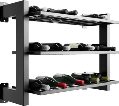 Produktbild von MetaloPro Weinregal Canary - Metall Schwarzes Regal Für 27 Weinflaschen Für Küche, Keller Oder Bar - 60x80x30cm