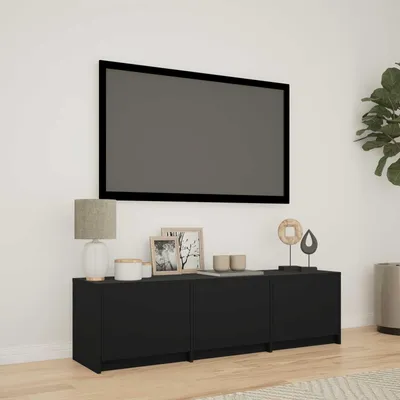 Zdjęcie produktu dla Maison Exclusive - RTV stojak z oświetleniem LED, 140 x 34 x 40 cm, czarny, płyta wiórowa