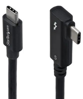 Produktbild von StarTech.com 80cm Rechtwinkliges Thunderbolt 5 Kabel, 80Gbps-120Gbps, 240W PD, 8K 60Hz, Thunderbolt es Kabel, kompatibel mit TB5 / TB4 / USB4 / USB-C, Männlich, Männlich, 0,8 m, 80 Gbit/s, Schwarz, Nickel