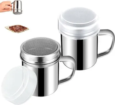 Obrázok produktu pre Kávové a cukorničky – 2 kusy – 5,5 cm x 8,2 cm – S jemnou sievkou – Nerezová oceľ