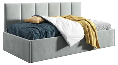 Produktbild von Belvedo Jugendbett Polsterbett 120x200 cm - Hellgrau - Holzbett mit Lattenrost - Stoff Riviera 91 - Comfort Roma