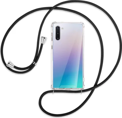 Produktbild von Handykette Backcover-Schutzhülle mit Band (Metall silberfarben) für Samsung Galaxy Note 10 (N970) - schwarz