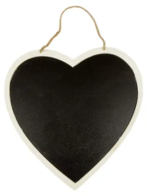 Herzförmige Schiefertafel zum Aufhängen, 26 cm, Holz, schwarz