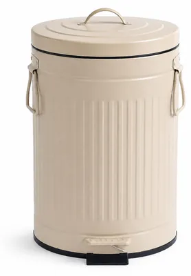 Produktbild von Relaxdays Mülleimer, 12 Liter, Küche, Bad, entnehmbarer Inneneimer, Fußpedal, Softclose, Metall, Tretmülleimer, beige, KI-generiertes Bild