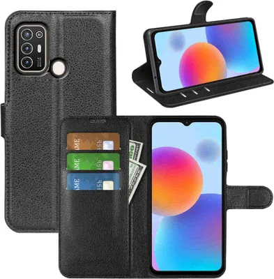 Produktbild von Für ZTE Blade A53 Handy Tasche Schwarz Etuis Kunst-Leder Hülle Cover Case Book Neu