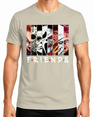 Immagine prodotto di Maglietta da uomo FRIENDS Horror Icons Jason Michael Pennywise Freddy Chucky Cult, Nature, S