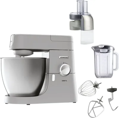 Produktbild von KENWOOD Chef XL Küchenmaschine KVL4140S, 1200W, Silber, Edelstahl, B385xH345xT280mm, Planetarisches Rührsystem, stufenlose Geschwindigkeitsregelung (Impulsfunktion), über 20 Zubehörteile, kompatibel mit optionalem Zubehör