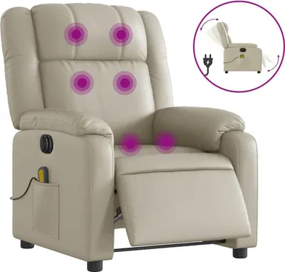 Produktbild von vidaXL Massagesessel Elektrisch Creme Kunstleder