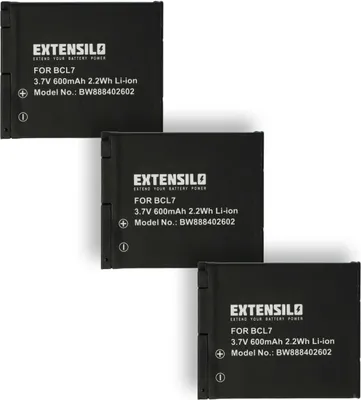 Produktbild von EXTENSILO 3x Akku kompatibel mit Panasonic Lumix DMC-SZ3V, DMC-SZ3, DMC-SZ3T, DMC-SZ3W, DMC-SZ9, DMC-SZ3K, DMC-SZ3P Kamera (600 mAh, 3,7 V, Li-Ion)