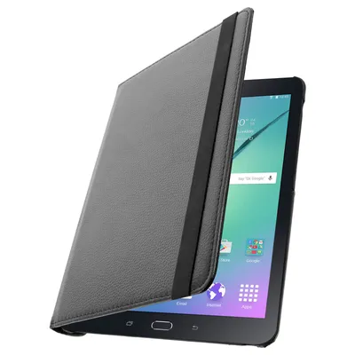 A tablet case is shown partially covering a tablet.