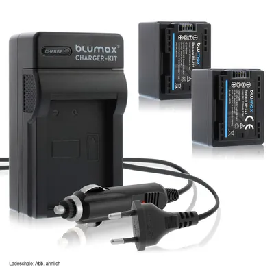 Produktbild von 2x Akku + Lader für Canon BP-727  BP-745  BP-718 BP-709 - 2700 mAh (3,6V)