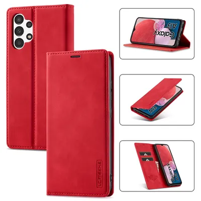 Produktbild von Galaxy A13 5G Hülle, Standfunktion Kartenfach Wallet Leder Schutzhülle für Samsung Galaxy A13 5G Rot