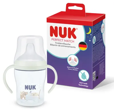 Produktbild von NUK Perfect Match Trinklernflasche | 6+ Monate | 150 ml | Auslaufsicherer Trinklernbecher für Kleinkinder | Rutschfeste Griffe | Leuchtet im Dunkeln |