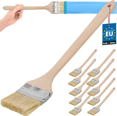 Obrázok produktu pre KOTARBAU® Sada 10 štetcov na radiátory 76 mm Uhlový štetec Štetec na glazúru Maliarsky štetec Drevený štetec na ťažko dostupné miesta