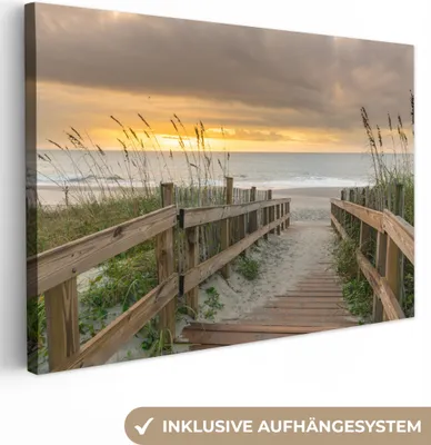 Produktbild von OneMillionCanvasses® - Leinwandbilder - 150x100 cm, Strand - Meer - Düne - Weg, Wandbilder Kunstdruck Wanddekoration