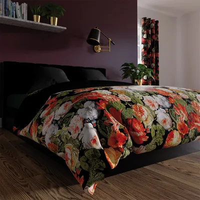 Produktbild von Bettwäsche, Baumwollsatin, hohe Qualität 160x200 Tulipas Schwarz, Blumen