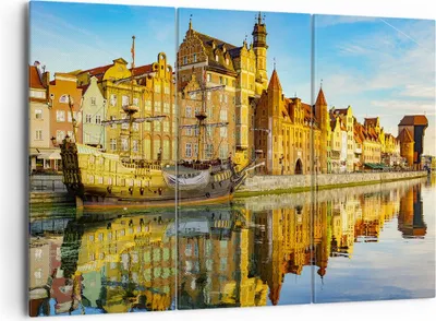 Produktbild von Bild auf Leinwand - Leinwandbild - Schiff Fluss Architektur Geschichte - 165x110cm - Wand Bild - Wanddeko - Leinwanddruck - Bilder - Kunstdruck - Leinwand bilder - Wandkunst - CE165x110-3202