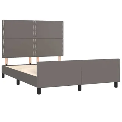 Produktbild von Bettgestell mit Kopfteil Grau 140x200 cm Kunstleder