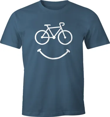 Produktbild von Fahrrad Herren T-Shirt Smile Happy Bike Radfahren Fun-Shirt Moonworks® denim M