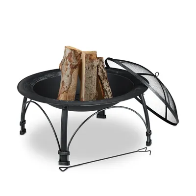 Image de relaxdays Pot à feu avec grille pare-étincelles