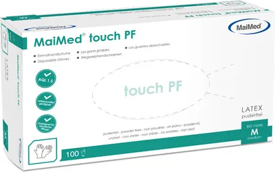 Produktbild von MaiMed touch PF Gr. L Einmal-Latexhandschuhe, puderfrei, 100 St./Box | Box (100 Stück)
