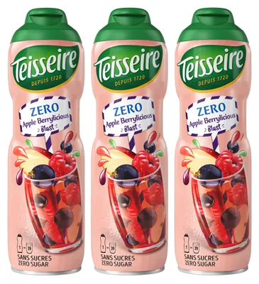 Produktbild von Teisseire Sirup Zero Apfel Beerennote Blast 600ml für Cocktails (3er Pack)