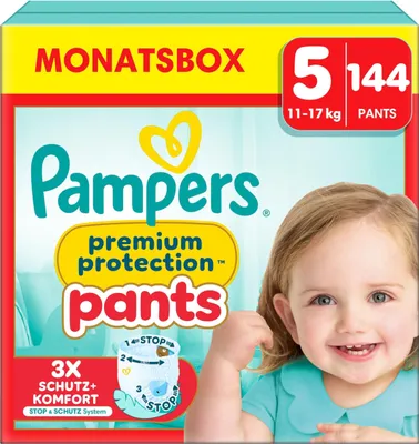 Produktbild von Pampers® Windeln premium protection™ Monatsbox Größe Gr.5 (12-17 kg) für Babys und Kleinkinder (4-18 Monate), 144 St.