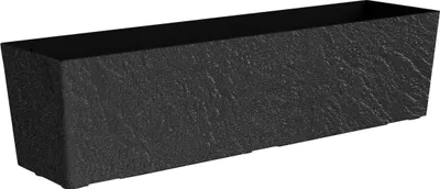 Produktbild von Dehner Blumenkasten Stone, Balkonkasten in Naturstein-Optik, inkl. Bewässerungssystem, ca. 74.5 x 19 x 19 cm, 11 l Topf, Kunststoff, anthrazit