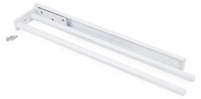 Image de Porte-serviettes télescopique à 2 bras, pour la cuisine ou la salle de bains, en aluminium blanc, longueur 440 mm