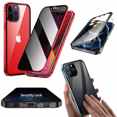 Immagine prodotto di Per Apple iPhone 14 Pro Custodia del telefono cellulare Paraurti di vetro magnetico bifacciale Privacy Nuovo