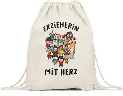 Produktbild von Erzieherin mit Herz Turnbeutel Gymsack  Geschenk Erzieherin Tagesmutter Kindergarten