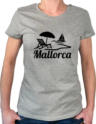 Produktbild von Huuraa Damen T-Shirt Mallorca Spanien XXL Sport Grey Bio Baumwolle Fairtrade Damenshirt Geschenkidee