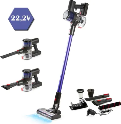 Image de PRIMO PR511SV Aspirateur Balai 3-en-1 Sans Fil BLDC - Aspirateur Sans Sac - Aspirateur à Main - Puissance max 20 kPa - Bleu/Rouge