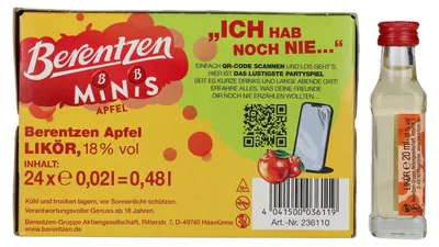 Image de Berentzen Apfel Minis 18% Vol. 24x0,02l
