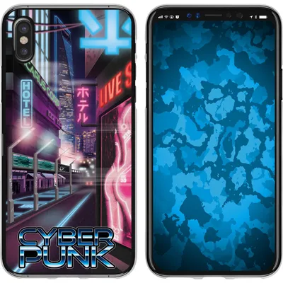 Produktbild von PhoneNatic Case kompatibel mit Apple iPhone X / XS Silikon-Hülle Retro Wave Cyberpunk.01 M4