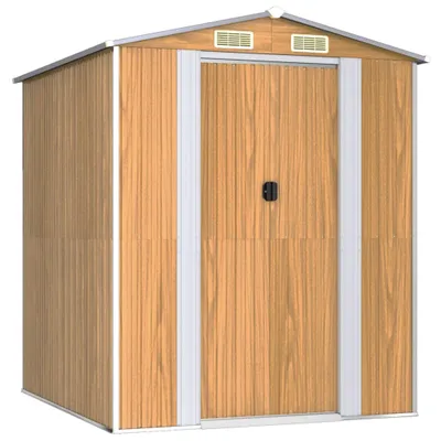 Image de vidaXL Abri de jardin marron clair 192x191x223 cm Acier galvanisé