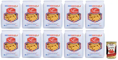 Produktbild von 10x Russo Sigarette Ziti Tagliate N°125 Hartweizengrieß Pasta,100% Italienischer Weizen,500g-Packung + Italian Gourmet Polpa di Pomodoro 400g Dose