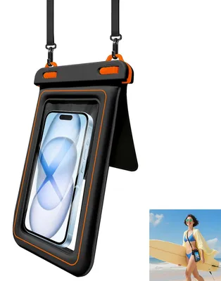 Produktbild von Wasserdichte Schwimmende Handyhülle mit zwei Fächern, Wasserdichte Handyhülle, wasserdichte Hülle für 8-Zoll-Handys, ideal für Strandurlaub